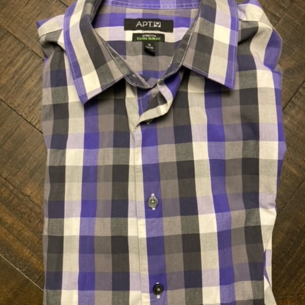 Men Apt. 9 Plaid Shirt Stretch Slim Fit - Picture 5 of 5